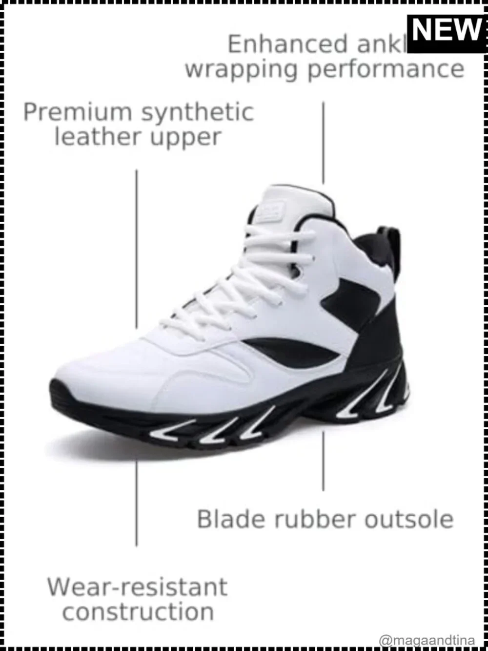 Men's High Top Synthetic Leather Sneakers Cushioned Lace-Up Athletic Shoes